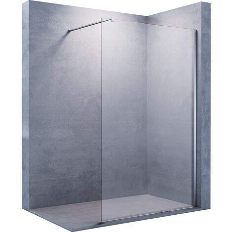 SONNI Walk In Dusche Duschwand Duschabtrennung Duschkabine 8mm Nanobeschichtung ESG Klarglas mit 120cm Stabilisator mit Duschwanne Schwarz 120x200cm
