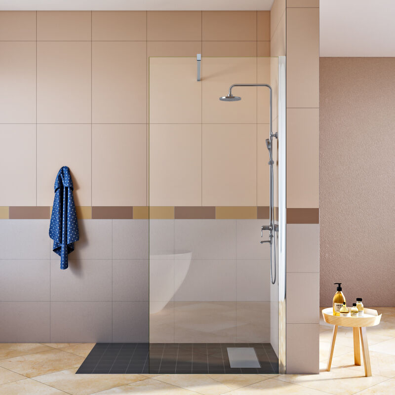 SONNI Walk in Paroi de douche NANO ESG 8mm, paroi de douche Paroi de douche en verre avec stabilisateur 120x200cm