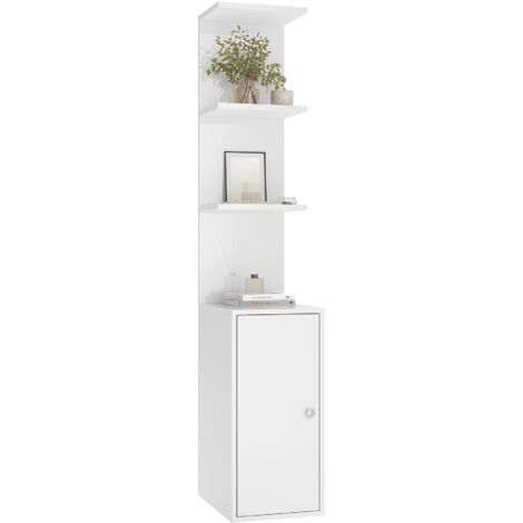 SONNI Wandregal, Regal, Standregal, 3-Tier Standing Shelf mit Schrankfach, für Bücher, Medien und Dekoration, flexibel montierbar in Wohnzimmer, Küche oder Home Office, weiß – 160cm Höhe
