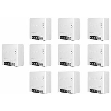 DEVENIRRICHE Sonoff 10 Pack Mini interruptor inteligente bidireccional, controlador pequeño, temporizador, interruptor de luz, módulo de control remoto con Alexa