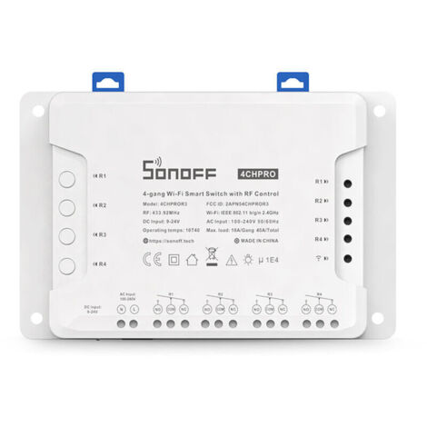 Sonoff 4CH PRO R3 ITEAD - Interruptor inteligente WiFi de 4 canales con control por RF, compatible con APP, temporización y 3 modos de funcionamiento.