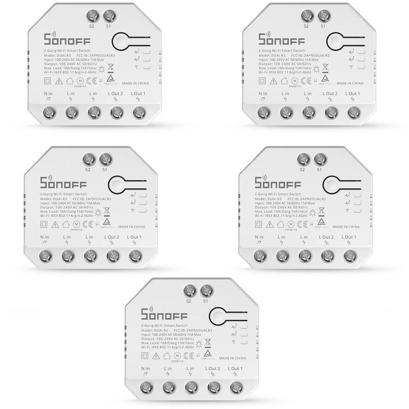 

Sonoff Interruptor de cortina inteligente WiFi con medicion de potencia certificado DualR3 doble rele para cortinas de bricolaje Persianas