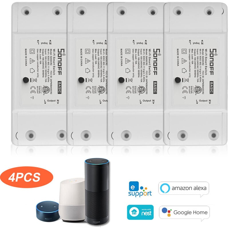 

SONOFF Interruptor Wifi basico, Modulo de automatizacion del hogar inteligente,4 piezas