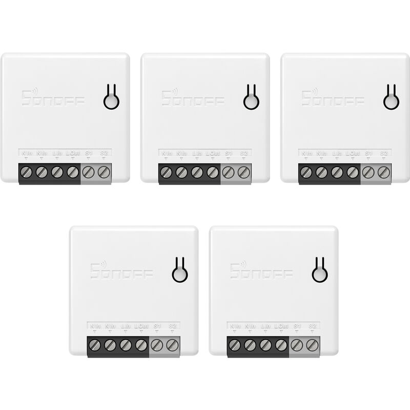 

SONOFF MINIR2 Itead DIY 2-Way, interruptor inteligente WiFi, temporizador de interruptor de luz de cuerpo pequeno,Blanco, 5piezas