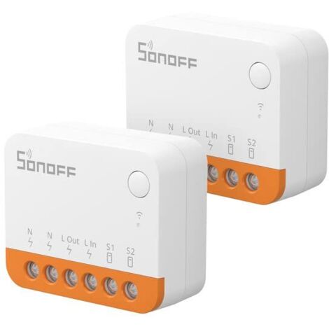 SONOFF MINIR4 Interrupteur Connecté WiFi, 2 Voies Interrupteur Intelligent Micromodule, Mode Détacher le Relais, WiFi 2.4G, Contrôle APP, Mini Smart Switch Compatible avec Alexa, Google Home,10A/2200W