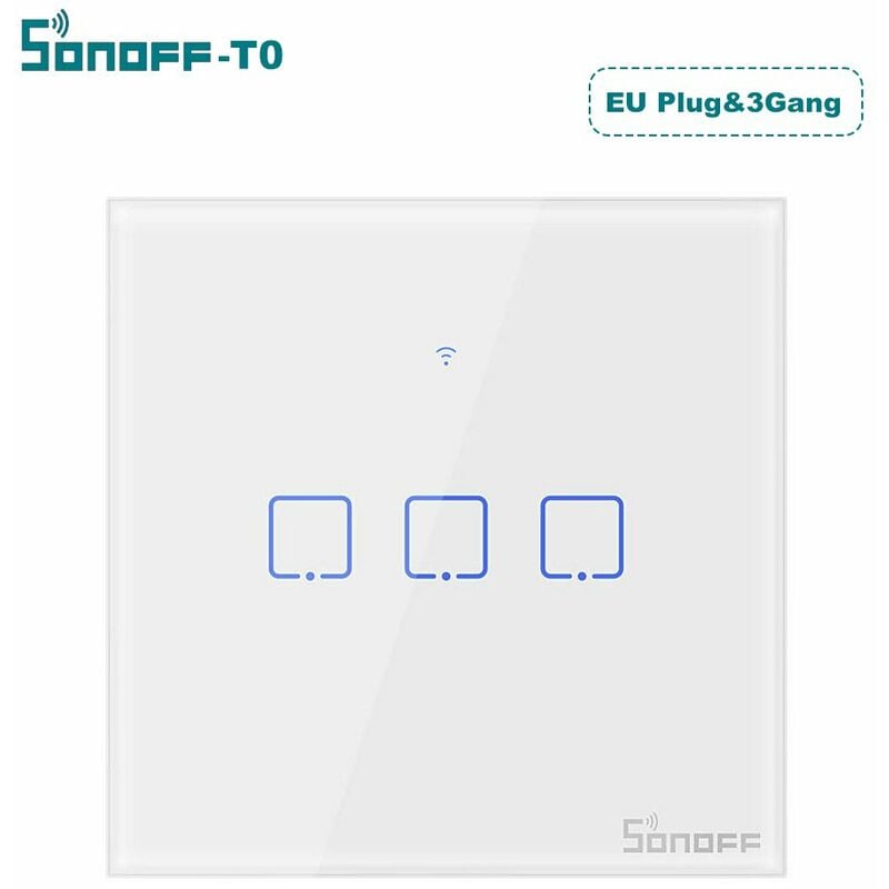 

WIFI Interruptor de pared, 1/2/3 Gang TX Series Interruptor de luz tactil inteligente de pared - Sonoff