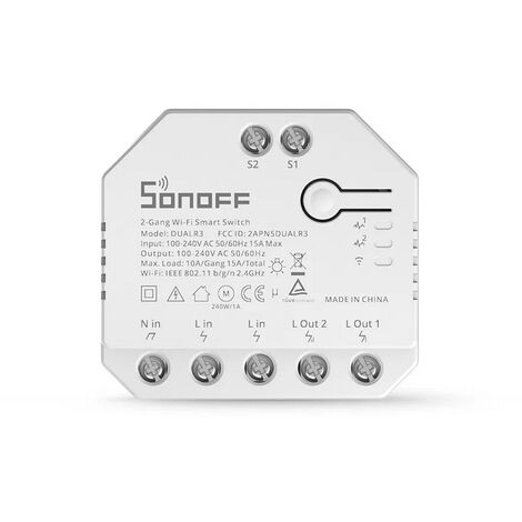 Sonoff WiFi Smart Curtain Switch with Power Metering Certified DualR3 Dual Relay DIY Curtain Blinds Roller Shutter Two Way Smart Switch Compatible with Alexa&Google Assistant