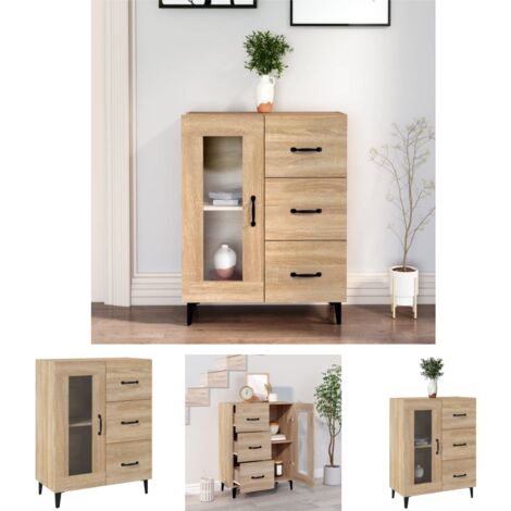 Sonoma-Eiche - vidaXL Sideboard Sonoma-Eiche 69,5x34x90 cm Holzwerkstoff - Schrank mit Glas Tür