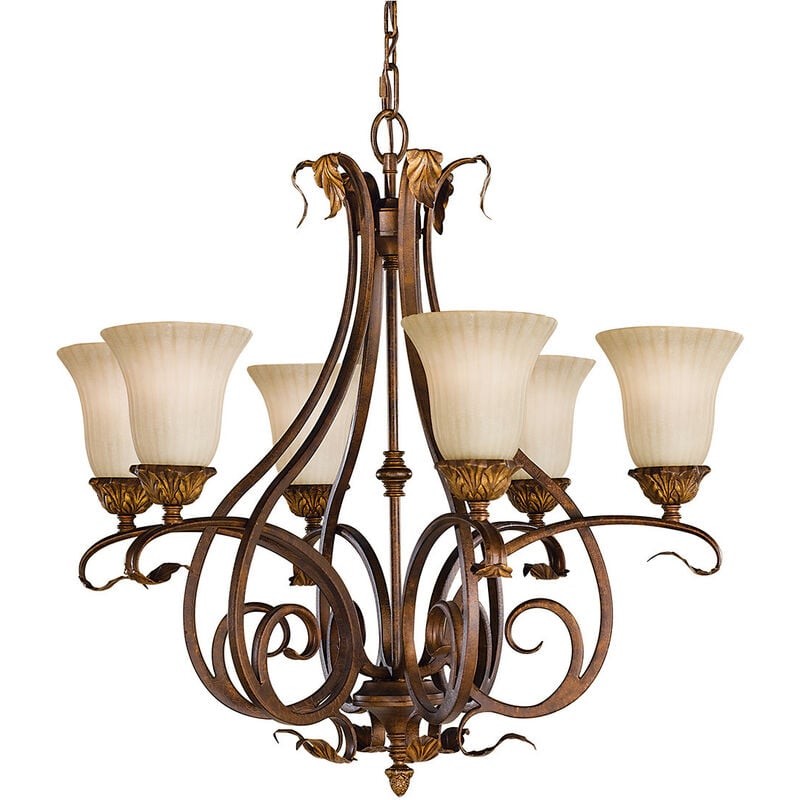 Sonoma Valley - 6 Light Multi Arm Chandelier Aged Tortoise Shell Finish, E27 - Elstead