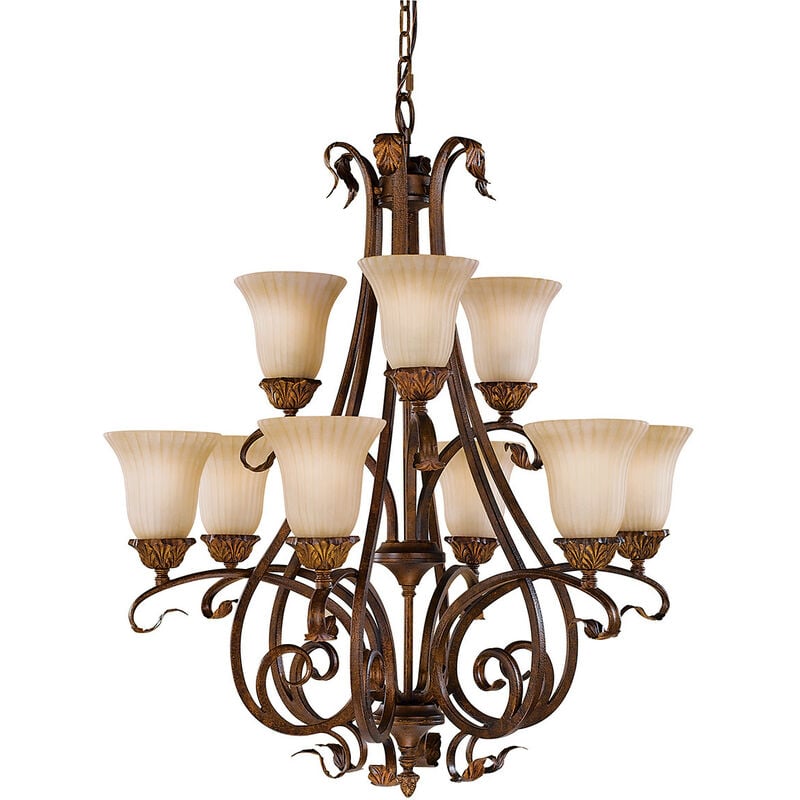 Sonoma Valley - 9 Light Multi Arm Chandelier Aged Tortoise Shell Finish, E27 - Elstead