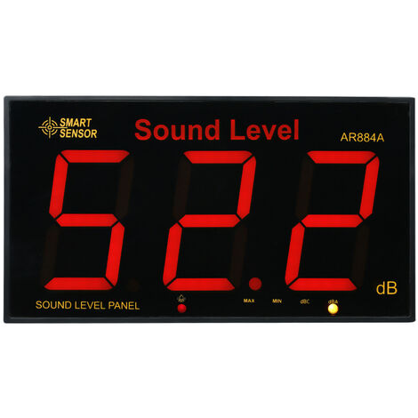 Sonomètre avec grand écran LCD mural numérique sonomètre numérique testeur de surveillance des décibels instrument de mesure du volume sonore 30-130dB mesure (AR884A noir)