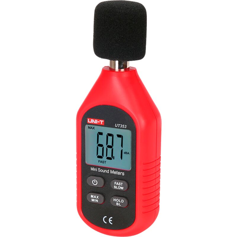 Sonomètre - Capture le bruit jusqu'à 130 dB avec une réponse rapide - Écran LCD rétroéclairé - Conception ergonomique et légère avec interface