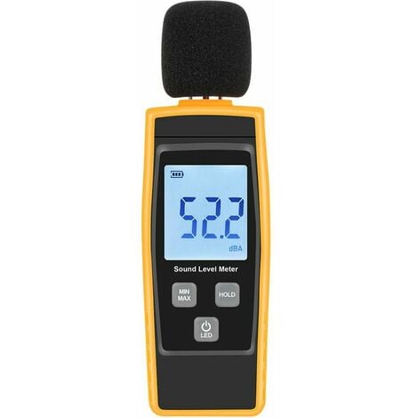 Sonomètre portatif - Mesure du bruit de 30 à 130 dB - Avec écran LCD numérique rétroéclairé - Pour usage intérieur/extérieur - Fonction Max/Min/Hold