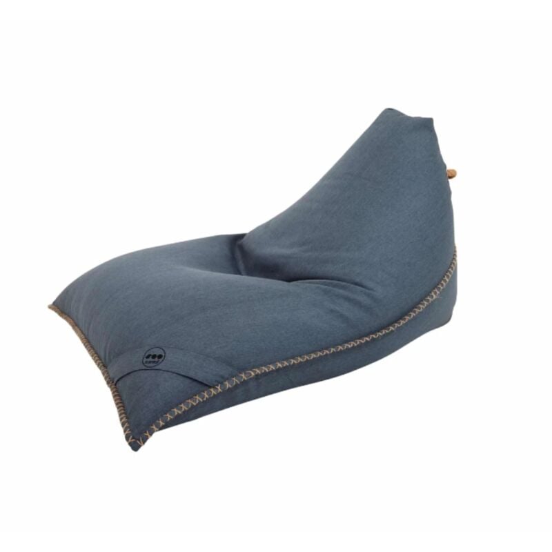 Lazy Bro Indoor fauteuil poire 140x120x90cm interieur dehoussable, avec poignees et surpiqures, Bleu jeans, sans polystyrène - Soo Santaï