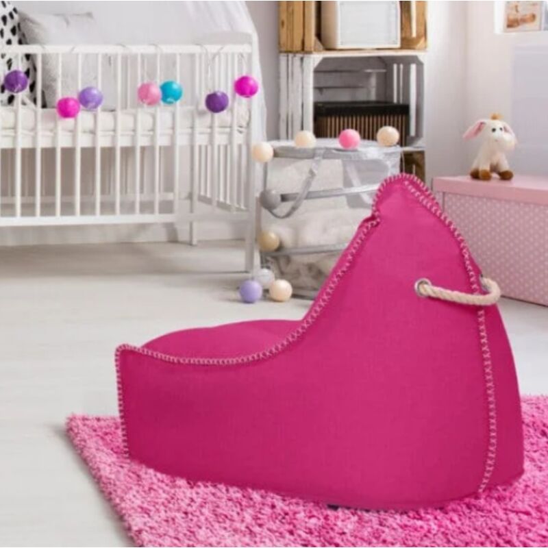 MiniBuddy's Rest fauteuil poire + repose pieds 75x60x65 cm interieur dehoussable, surpiqures, Rose, sans polystyrène - Soo Santaï