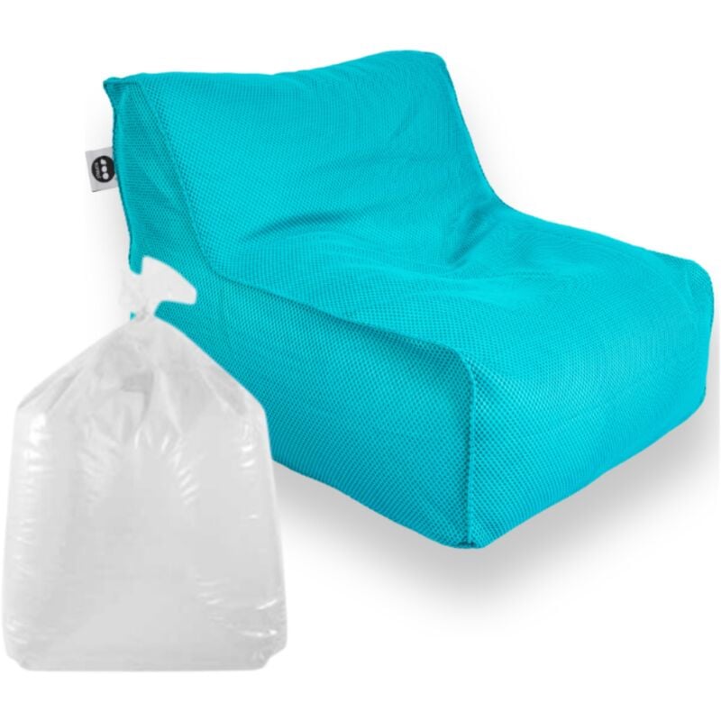 Soo Santaï Set Daddy Cool fauteuil XL + polystyrène 100 x 90 x 70cm intérieur & extérieur, déhoussable et résistant aux UV, Bleu