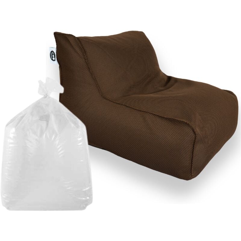 Soo Santaï Set Daddy Cool fauteuil XL + polystyrène 100 x 90 x 70cm intérieur & extérieur, déhoussable et résistant aux UV, Brun