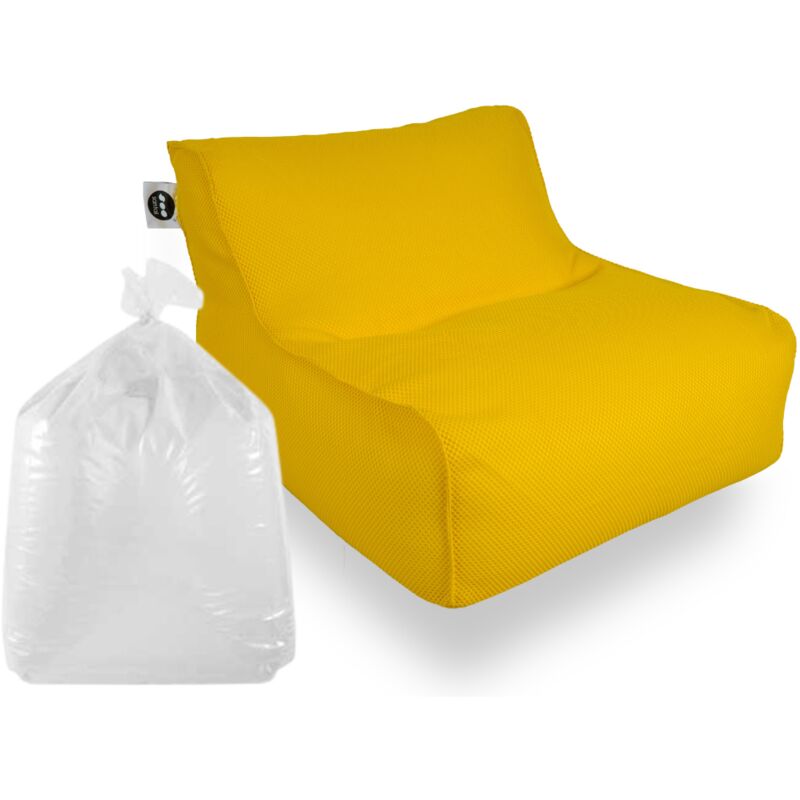 Soo Santaï - Set Daddy Cool fauteuil xl + polystyrène 100 x 90 x 70cm intérieur & extérieur, déhoussable et résistant aux uv, Jaune