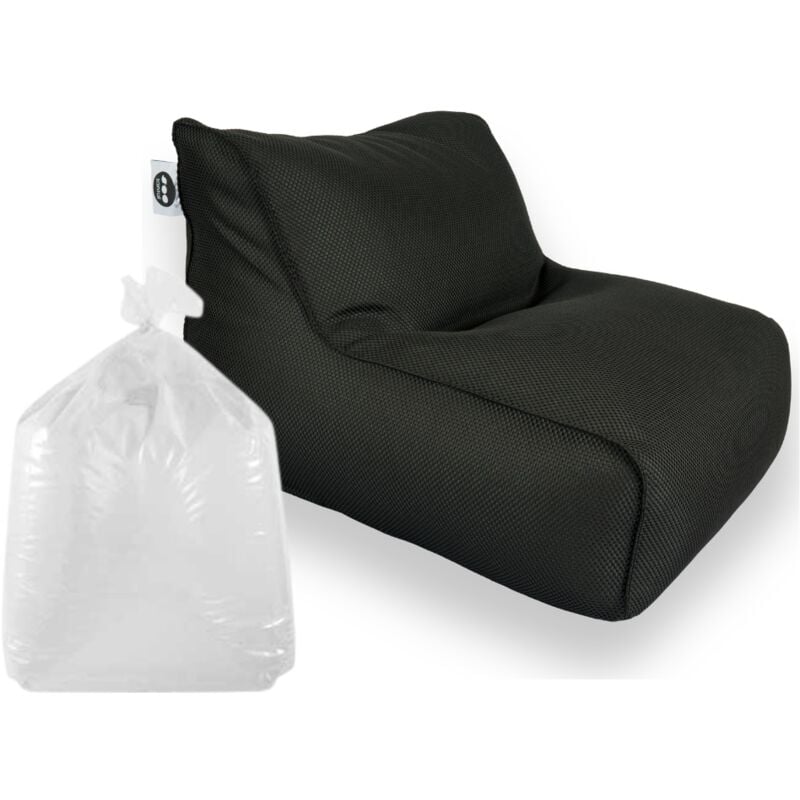 Soo Santaï - Set Daddy Cool fauteuil xl + polystyrène 100 x 90 x 70cm intérieur & extérieur, déhoussable et résistant aux uv, Noir