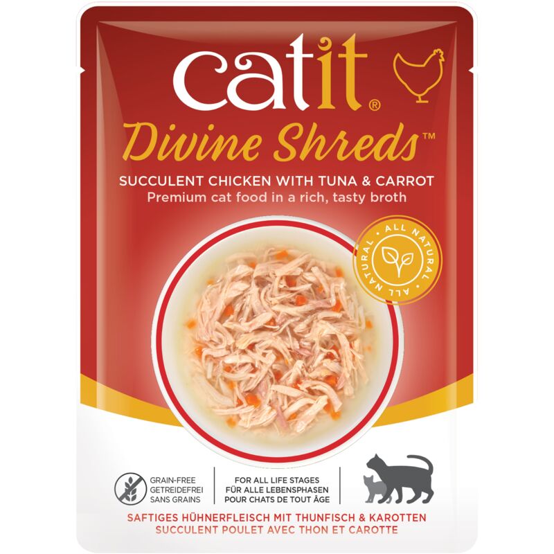 

divine shreds,pollo/at�n y zanahoria,75g - Catit