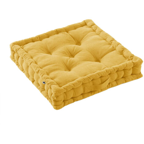 SOPHIE - Coussin de Sol 50x50cm Coton Coloris Safran