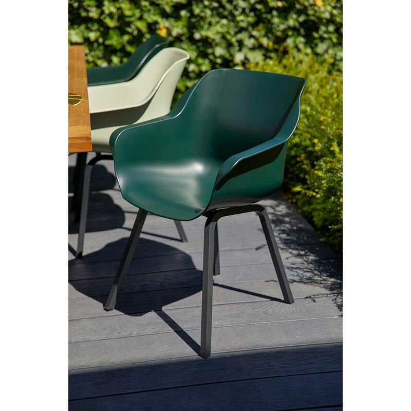 Chalet&jardin - Lot de 2 chaises Sophie Element Armchair en résine - pieds en aluminium - Vert Forêt