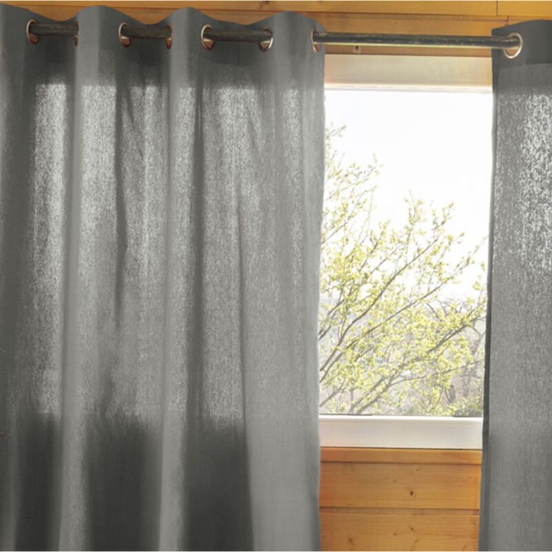 Sophie - Rideau 140x260cm Coton Coloris Granit Œillets Inox