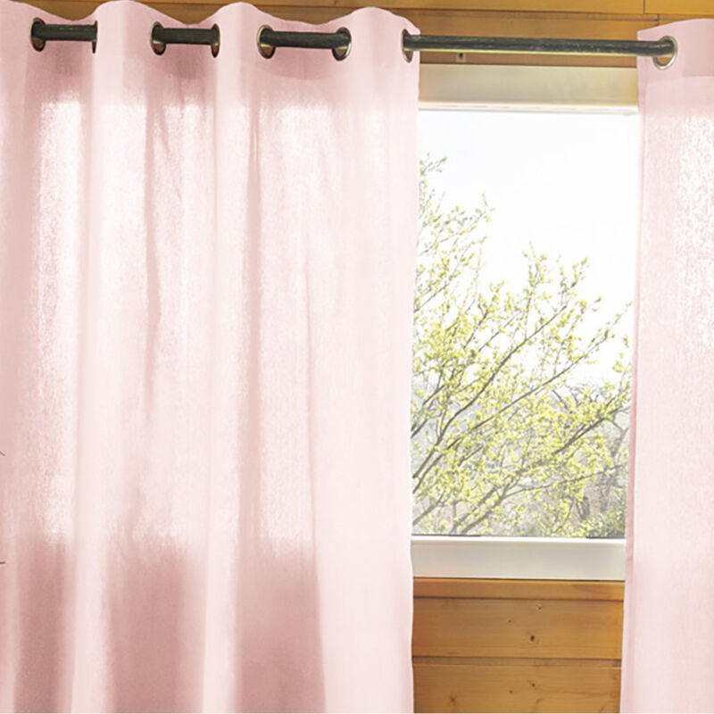 Sophie - Rideau 140x260cm Coton Coloris Pivoine Œillets Inox