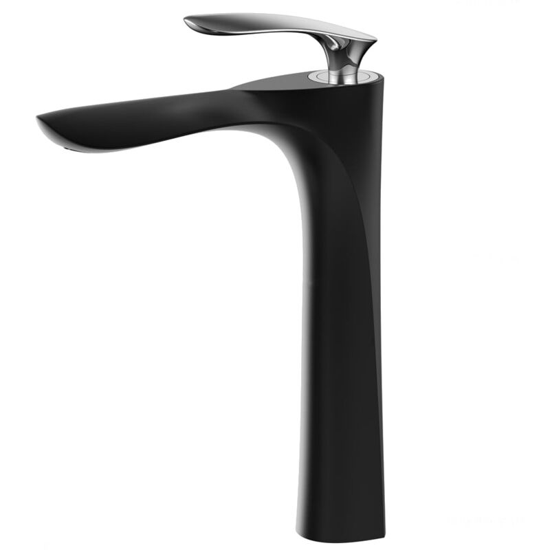 Sophisticated tall sink faucet in solid brass Chrome black
