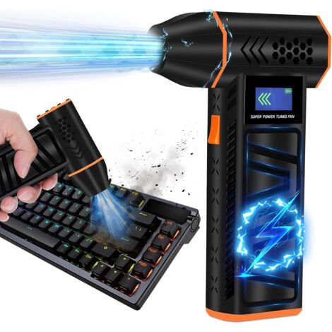 Soplador de aire comprimido, 130.000 RPM, soplador de aire seco para PC con pantalla digital y luces LED, soplador inalámbrico de 4 velocidades, mini plumero de aire comprimido para coche, hogar, tecl