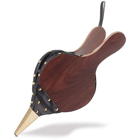 Soplador de aire de madera, soplador de chimenea, fuelle de madera manual, fuelle de madera para chimenea, boquilla de hierro fundido con cordón para colgar, para chimenea, barbacoa, camping al aire l