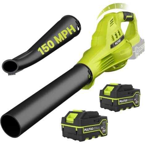 PULITUO Soplador de hojas inalámbrico con 2 baterías de 2,0 Ah y cargador, 30 minutos de autonomía, velocidad máxima de 240 km/h, potente soplador eléctrico para césped, patio, jardín, hojas, hierba, etc. – P