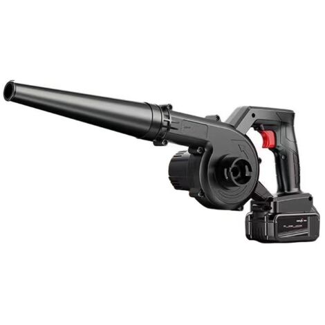 Soplador de hojas inalámbrico, soplador de hojas a batería de 21 V, con batería y cargador, bolsa para polvo de 550 W, 4,1 m³/min, para hojas de jardín y astillas de madera (batería negra1)