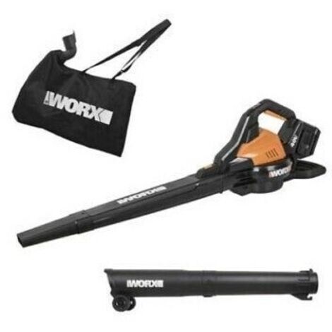 Soplador y aspiradora de hojas inalámbrico sin escobillas Worx WG583E de 40 V, 3 en 1, con bolsa de 35 L.