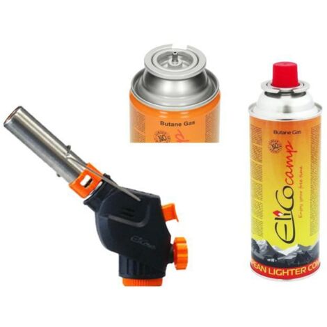 Soplete de gas Elico RK-3104D con gas 220g, ideal para cocina y soldadura ligera, encendido piezoeléctrico, llama ajustable, portátil, seguro y recargable