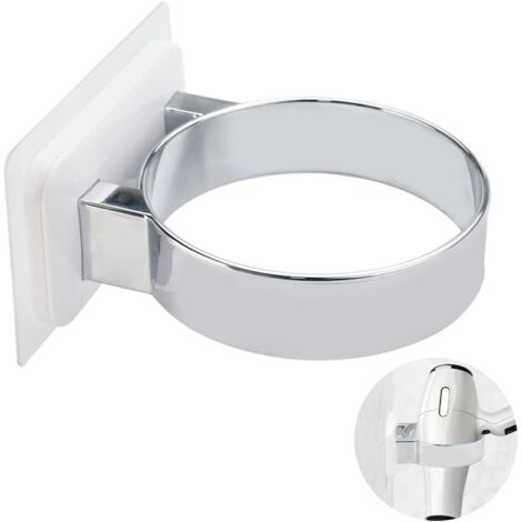Soporte adhesivo de pared para secador de pelo, no requiere taladrar, para guardar el secador (blanco) 85 mm