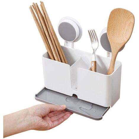 Soporte adhesivo para cepillos de dientes con desagüe, organizador de ducha de plástico para baño, sin necesidad de taladrar, estante de cocina para cepillos de dientes, pasta de dientes, palillos, te