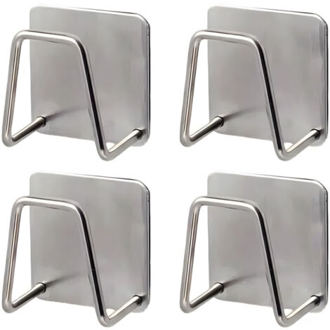 Soporte adhesivo para esponjas de fregadero, accesorio de cocina - Acero inoxidable SUS304 inoxidable, impermeable y de secado rápido (juego de 4)