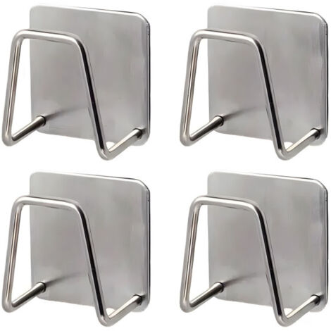 Soporte adhesivo para esponjas de fregadero, accesorio de cocina - Acero inoxidable SUS304 inoxidable, impermeable y de secado rápido (juego de 4)