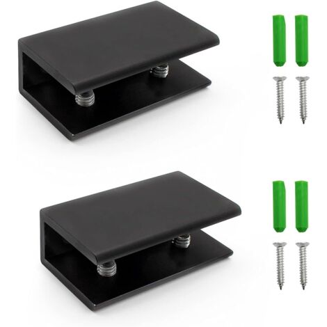 Soporte ajustable de 2 piezas para estantes de vidrio, abrazadera negra para vidrio de 8-12 mm, soportes para estantes con montaje en pared para baño, sala de estar y cocina.