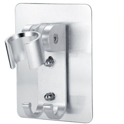 Soporte ajustable para cabezal de ducha, fijación a la pared con adhesivo potente, con 2 ganchos para colgar, no requiere taladrar.