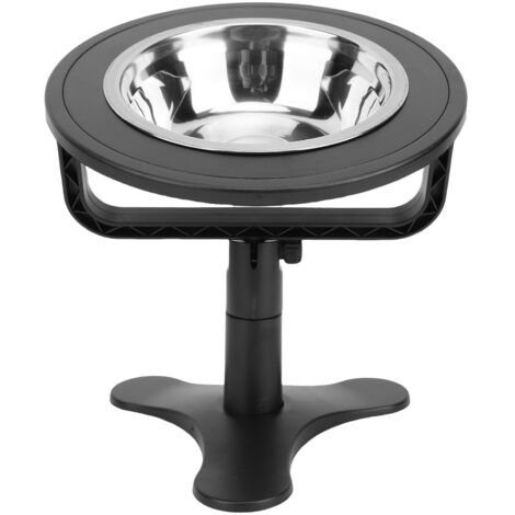 Soporte ajustable para comedero de gato negro, inclinado 15°, antideslizante, fabricado en acero inoxidable y ABS, comedero inclinado para una alimentación ergonómica y una fácil digestión.