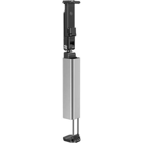 Soporte ajustable para teléfono para viajes en avión, rotación de 360°, gancho plegable, tamaño de bolsillo para bandeja de escritorio o mesa, plateado