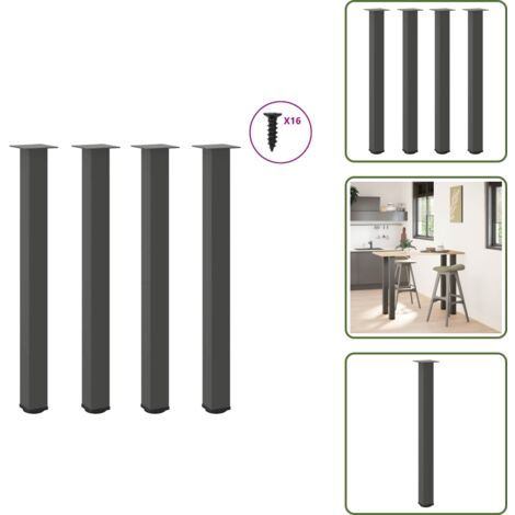 Soporte ajustable - vidaXL Patas para mesa de bar (4 unidades), antracita, 90-92 cm, acero - Niveladores para mesa