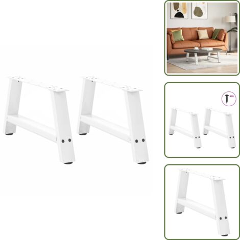 Soporte ajustable - vidaXL Patas para mesa de centro en forma de A (2 unidades), color blanco, 70 x (30-31) cm, acero - Niveladores para mesa