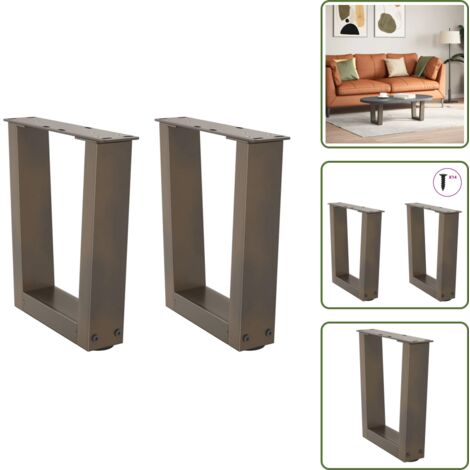 Soporte ajustable - vidaXL Patas para mesa de centro en forma de V (2 unidades, acero natural, 30 x 30-31,3 cm) - Niveladores para mesa