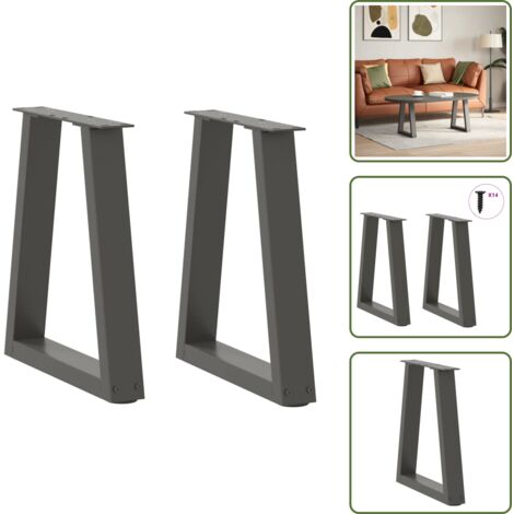 Soporte ajustable - vidaXL Patas para mesa de centro en forma de V (2 unidades), antracita, 38 x (42-43,3) cm, acero - Niveladores para mesa