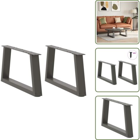 Soporte ajustable - vidaXL Patas para mesa de centro en forma de V (2 unidades), antracita, 50 x (30-31,3) cm, acero - Niveladores para mesa