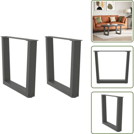 Soporte ajustable - vidaXL Patas para mesa de centro en forma de V (2 unidades), antracita, 50 x (42-43,3) cm, acero - Niveladores para mesa