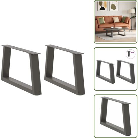 Soporte ajustable - vidaXL Patas para mesa de centro en forma de V (2 unidades), antracita, 60 x (30-31,3) cm, acero - Niveladores para mesa
